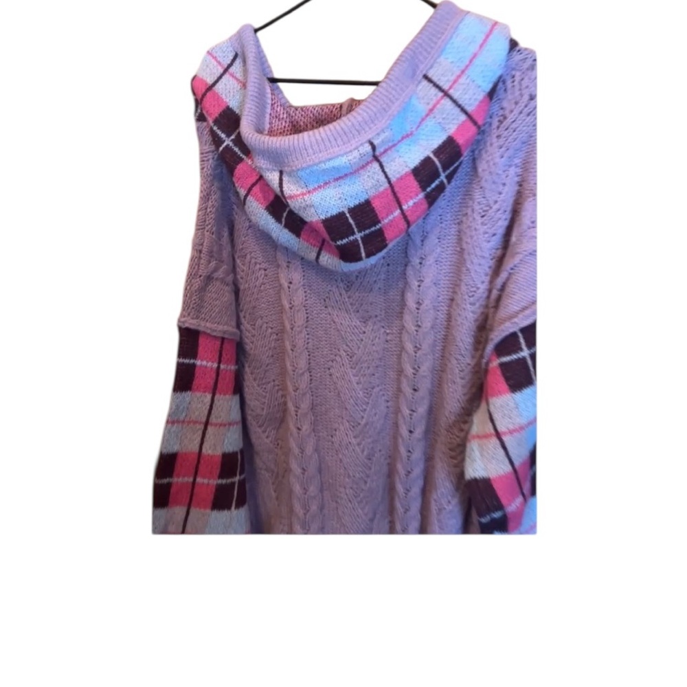 POL Pink and Brown Plaid Sweater Dress Very oversized gorgeous color scheme - Picture 7 of 7